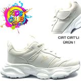 Kocamanlar Ayakkabı Cool Birian-26 Bağcık Görünümlü Cırt Cırtlı Sneaker Ortopedik Çocuk Spor Ayakkabı - Beyaz