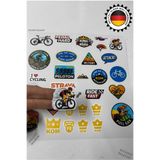 Kocamın Tasarımı 32 Adet Bisiklet Sticker Seti MTB, Yol ve Şehir Bisikleti Etiketleri Kask, Valiz, Laptop ve Defter