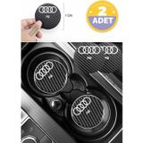 Kocamın Tasarımı Audi A2 Araba İçin Karbon Bardak Altlığı Audi A2 Yazılı 7 cm Dayanıklı Şık Tasarım 2 Adet