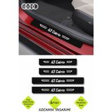 Kocamın Tasarımı Audi A3 Cabrio Yazılı Siyah Karbon Kapı Eşiği Dekoratif Kapı Koruma Beyaz Yazılı 4 Parça Audi A3 Cab