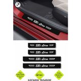 Kocamın Tasarımı BMW 530i xDrive Yazılı Siyah Karbon Kapı Eşiği Dekoratif Kapı Koruma Beyaz Yazılı 4 Parça BMW 530i xDrive