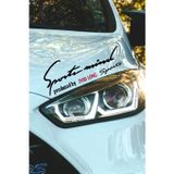 Kocamın Tasarımı BMW 730d Long Sport Mind Oto Sticker Far Üstü Şerit Siyah Zemin Kırmızı Yazı Dekoratif 730d Long Yaz