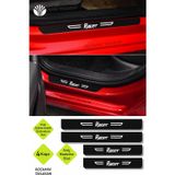 Kocamın Tasarımı Daewoo Racer Dekoratif Karbon Kapı Koruma Eşiği Siyah Üzeri Beyaz Daewoo Racer Yazılı 4'lü Set