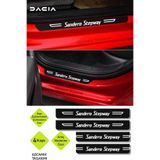 Kocamın Tasarımı Dekoratif Karbon Kapı Eşiği Dacia Sandero Stepway Yazılı Siyah Beyaz 4 Parça 2 Ön 2 Arka Kaplama Dac