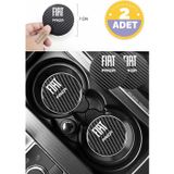 Kocamın Tasarımı Fiat Panda Siyah Karbon Bardak Altlığı 2 Adet Fiat Logolu Panda Yazılı 7 cm İçin Özel Tasarım