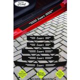 Kocamın Tasarımı Ford Escort Karbon Kapı Eşiği ve Bagaj Koruyucu Set Çizilmeye Dayanıklı Sticker Folyo Escort Yazılı