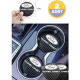 Kocamın Tasarımı Ford Tourneo Connect Yazılı Karbon Araç Bardak Altlığı Ford Tourneo Connect Modeli İçin 7 cm Şık Tasarım 2 Adet