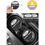 Kocamın Tasarımı Ford Tourneo Courier Modeline Özel Siyah Karbon Bardak Altlığı Ford Armali Tourneo Courier 2 Adet 7 cm Spor Şıklığı İçin