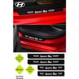 Kocamın Tasarımı Hyundai Accent Blue Kapı Koruma Eşiği Dekoratif Siyah Karbon Üzeri Beyaz Hyundai Accent Blue Yazılı
