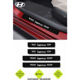 Kocamın Tasarımı Hyundai İmpreza Yazılı Dekoratif Kapı Koruma Eşiği Siyah Karbon Beyaz İmpreza Yazılı 4 Parça Set Hyundai İmpreza Uyumlu