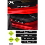 Kocamın Tasarımı Hyundai Sonata Kapı Koruyucu Karbon Kapı Eşiği Siyah Üzeri Beyaz Yazılı Dekoratif Set Hyundai Sonata