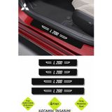 Kocamın Tasarımı Karbon Kapı Koruma Mitsubishi L 200 Kapı Eşiği Siyah Beyaz L 200 Yazılı Dekoratif 4 Parça Set