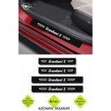 Kocamın Tasarımı Karbon Kapı Koruma Opel Grandland X Kapı Eşiği Siyah Beyaz Grandland X Yazılı Dekoratif 4 Parça Set