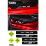 Kocamın Tasarımı Mazda B2500 Yazılı Dekoratif Kapı Koruma Eşiği Siyah Karbon Beyaz B2500 Yazılı 4 Parça Set Mazda B25