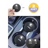 Kocamın Tasarımı Skoda Kamiq Siyah Karbon Araç Bardak Altlığı Skoda Logolu Kamiq Özel Üretim 2 Adet 7 cm