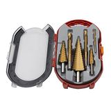 KOCAN Adım Matkap, 6 ADET Adım Matkap Ucu ve Testere Matkap Seti HSS Sac için Matkap Uçları Alüminyum Demir Metal Paslanmaz Çelik Ahşap Delik Genişleyen Çok İşlevli Spiral Yivli Adım Matkap Ağaç