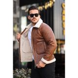 KOCCI Yeni Sezon Erkek Kürklü Napa Deri Kışlık Mont Ceket