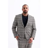 Koch London Erkek Modern Battal Beden Büyük Boy Blazer Ceket - Gri Ekose Desenli, Şık Ve Zarif Tasarım