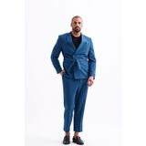 Koch London Erkek Modern Tasarım Battal Beden Büyük Boy Blazer Ceket - Kuşaklı, Mavi, Şık Ve Zarif Stil