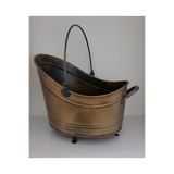 KOCHERCONCEPT Şömine Kovası 45 Cm Antik Eskitme Büyük Boy Dekoratif Ayaklı Oval Odun Kovası