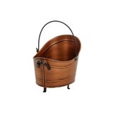 KOCHERCONCEPT Şömine Odunluk Kova Sepet Metal 45 Cm Bakır Eskitme Büyük Boy Bakır Eskitme Dekoratif Ayaklı
