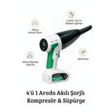 kochler 4’ü 1 Arada Akıllı Şarjlı Kompresör & Süpürge – 60w Güçlü Motor, Dijital Basınç Ölçer, LED Fener