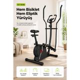 kochler Flexi 2'si 1 Arada Eliptik Kondisyon Bisikleti – Nabız Ölçerli, 8 Kademeli Dirençli Egzersiz Aleti