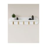 KOÇSAN Oval Vestiyer Askısı, Antre & Hol Askılığı, Askılık, Duvara Monte 80x20 Cm Beyaz-Altın