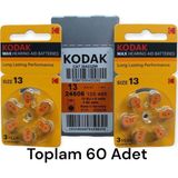 Kodak 13 Numara işitme Cihazı Pili 10 X 6 Lı Paket 60 Adet Pil , Pr48 Kulaklık Pili