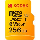Kodak 256GB UHS-I U3/V30/A1 Sarı Micro SDXC I Hafıza Kartı + Adaptör Profesyonel Kullanım İçin
