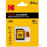 Kodak 64GB Micro Sd Uhs-I C10 U1 V10 Kart + Adaptör (Kırmızı) Full HD Video Desteği