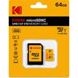 Kodak 64GB Micro Sd Uhs-I C10 U1 V10 Kart + Adaptör (Sarı)
