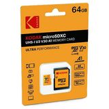 Kodak 64gb Micro Sdxc Uhs-ı U3 V30 A1 Yellow SD Adaptör Drone Aksiyon Kamera ve Telefon Uyumlu Hafıza Kartı