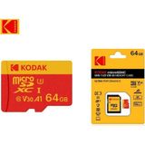 Kodak 64GB UHS-I U3 V30 A1 Micro SD Hafıza Kartı + Adaptör Yüksek Okuma Yazma Hızı