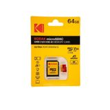 Kodak 64GB UHS-I U3/V30/A1 Red Micro SD + Adaptör
