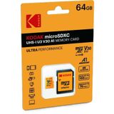 Kodak 64GB Uhs-I U3/V30/A1 Yellow Micro Sd + Adaptör