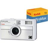 Kodak Ektar H35N Çizgili Gümüş 35MM Filmli Şipşak Fotoğraf Makinesi + Ultramax 24 Poz Film - Gri - Standart