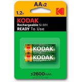 Kodak Kalem Pil Şarj Edilebilir Aa 2600 Mah 2 Li 1 Paket Kumanda Oyuncak Pili Şarjlı Ni-Mh 1 Paket Doldurulabilir Pil - 2'li