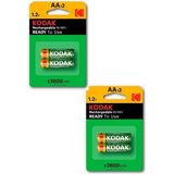Kodak Kalem Pil Şarj Edilebilir Aa 2600 Mah 2 Li 2 Paket Kumanda Oyuncak Pili Şarjlı Ni-Mh 2 Paket Doldurulabilir Pil - 4'lü