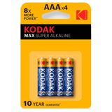 Kodak Max Alkalin AAA 4'lü İnce Pil