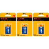Kodak Max Super Alkaline (1x3) 3 Adet Alkalin 9 Volt Pil