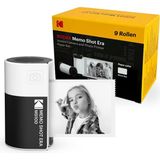 Kodak Memo Shot Era Kids Anında Fotoğraf Makinesi ve Fotoğraf Etiket Yazıcısı - Beyaz (1 Rulo Tek Dokunuş Etiket Kartuşlu Fotoğraf Makinesi + 9 Rulo Kartuş Seti) - Siyah