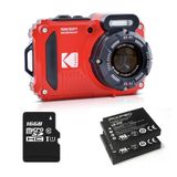 KODAK PIXPRO WPZ2 15M Su Geçirmez Fotoğraf Makinesi - 2 Lityum Pil + 16GB SD Kart - 16MP, 4x Optik Zoom, 1080P Full HD Video (Kırmızı)