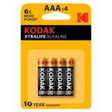 Kodak Xtralife Alkalin İnce Pil 4'lü AAA 10 Yıl Enerji Koruma Özelliği ile Uzaktan Kumanda ve Oyuncaklar İçin