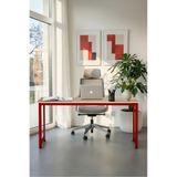 KODIGU 160x60 CM MEVİ ÇALIŞMA MASASI – AYARLANABİLİR METAL AYAKLI SONOMA MEŞE-KIRMIZI MODERN ÇALIŞMA MASASI