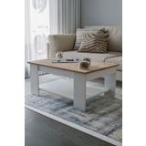 KODIGU Atlantik Çam - Beyaz Sole Orta Sehpa 60x90x45 Alt Büyük Raflı