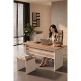 KODIGU Palma Ofis Takımı | 140X60CM Ofis Çalışma Masası | Ofis Dolabı | Sehpa | Ofis Set | 3 Parça Ofis Masa Takımı - Beyaz - Atlantik Çam