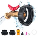 Kodilin 2 Boyutlu IBC Tote Adaptör, 275-330 Galon IBC Tote Tank Bağlantı Elemanları 6,2 cm İnce ve 6,0 cm Kaba Dişli Bez Vana + Kurşunsuz Pirinç Hortum Musluk Valf Aleti, Bahçe Hortumu Bağlantı Adaptörü için