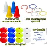 Kodispa Antrenman Seti 12LI Koordinasyon Çemberi 12LI Antrenman Çanağı 12 Adet 17CM Huni Seti - Standart