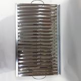 Köfteci Tip Mangal Izgarası Oluklu Üst Paneli Paslanmaz Çelik Saç Mangal Izgarası 56x35cm Üst Panel